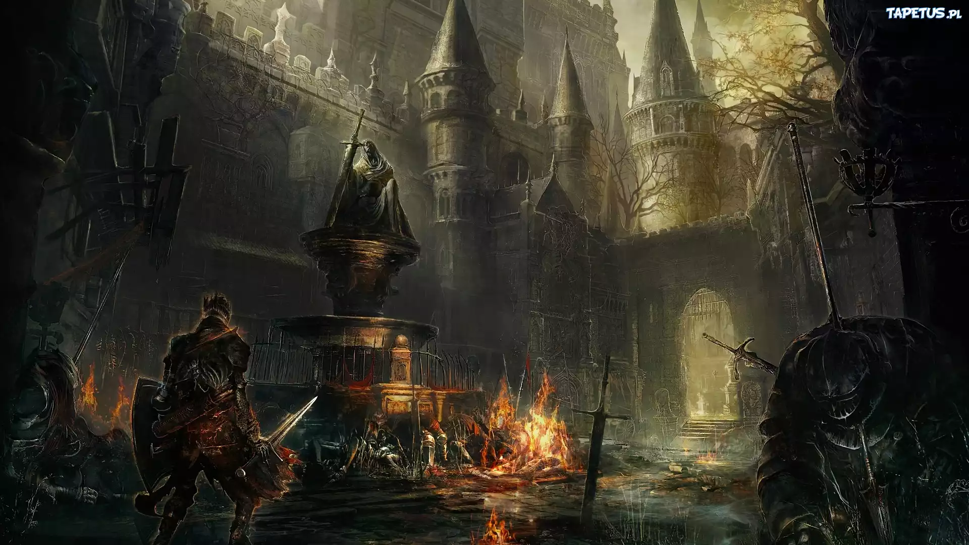Gra, Dark Souls III, Zamek, Ogień, Miecz
