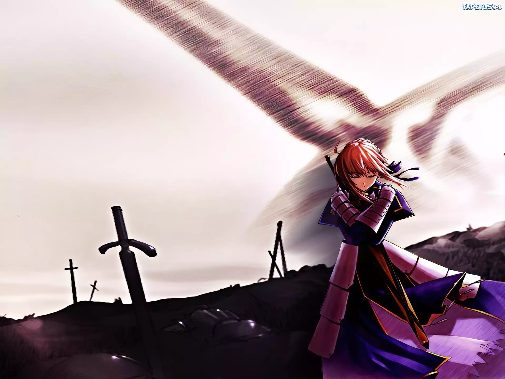 Fate Stay Night, miecz, kobieta, pole