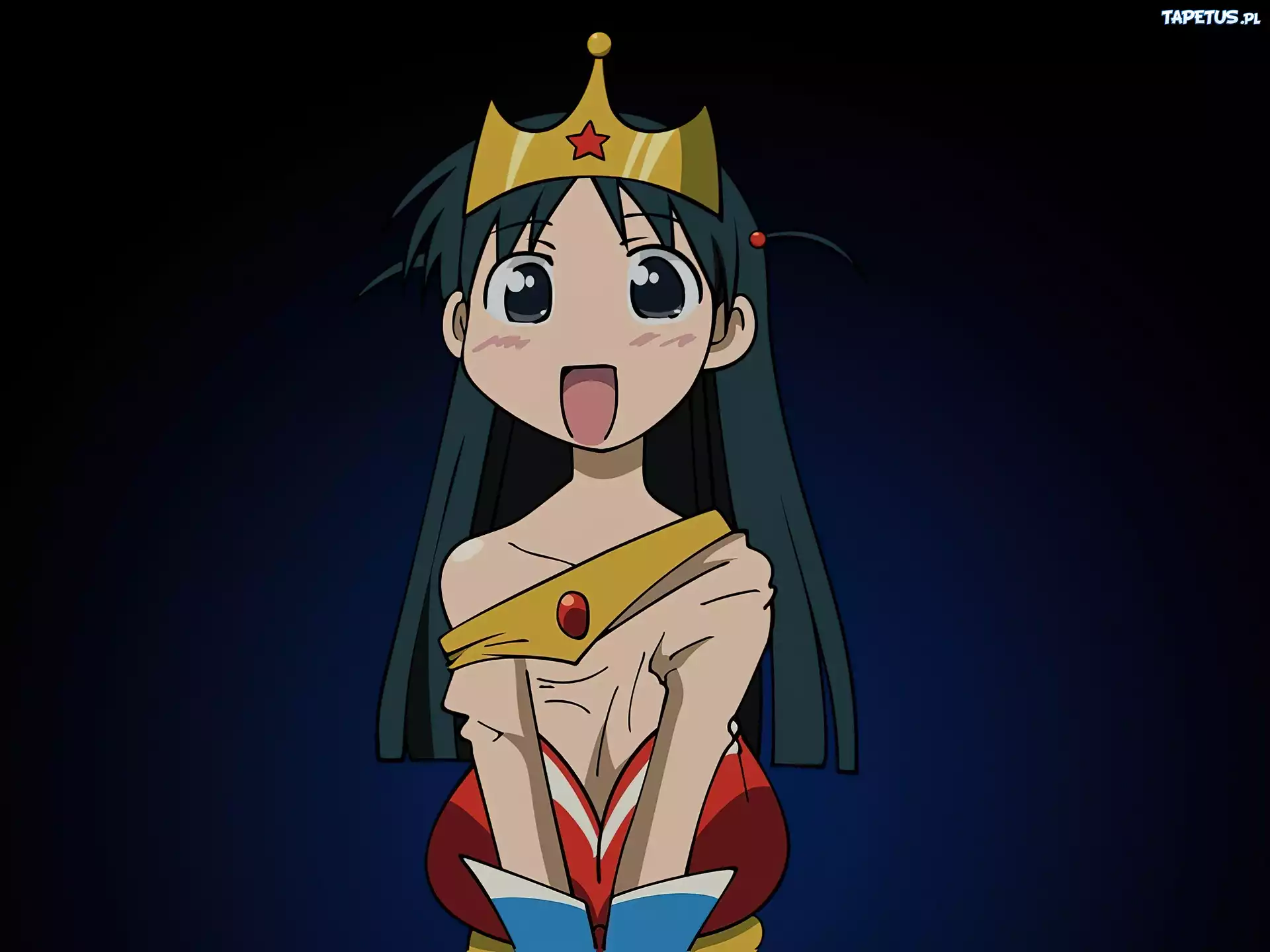 School Rumble, długie włosy, korona