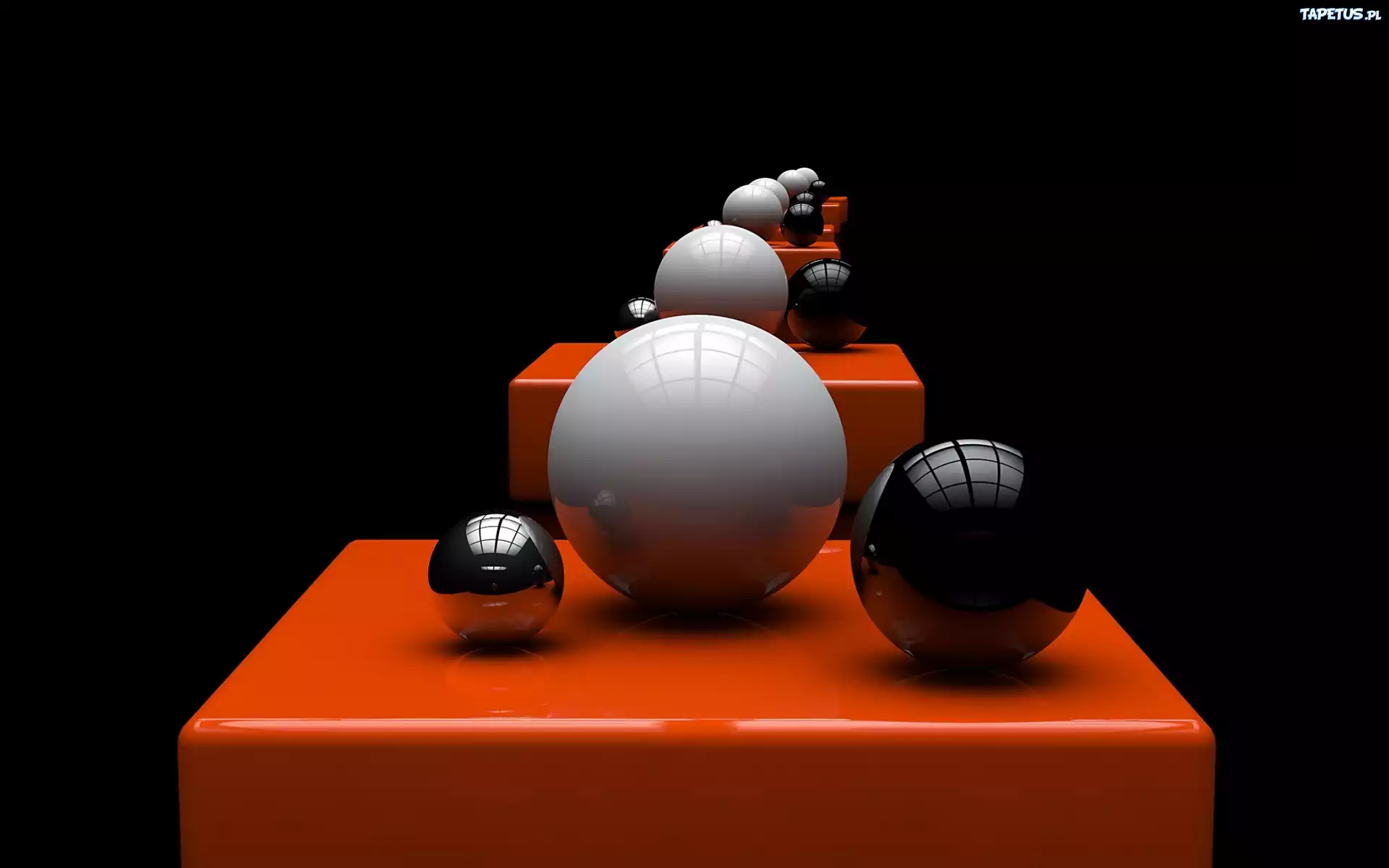 Białe, Czarne, Kule, 3D, Czerwone, Klocki