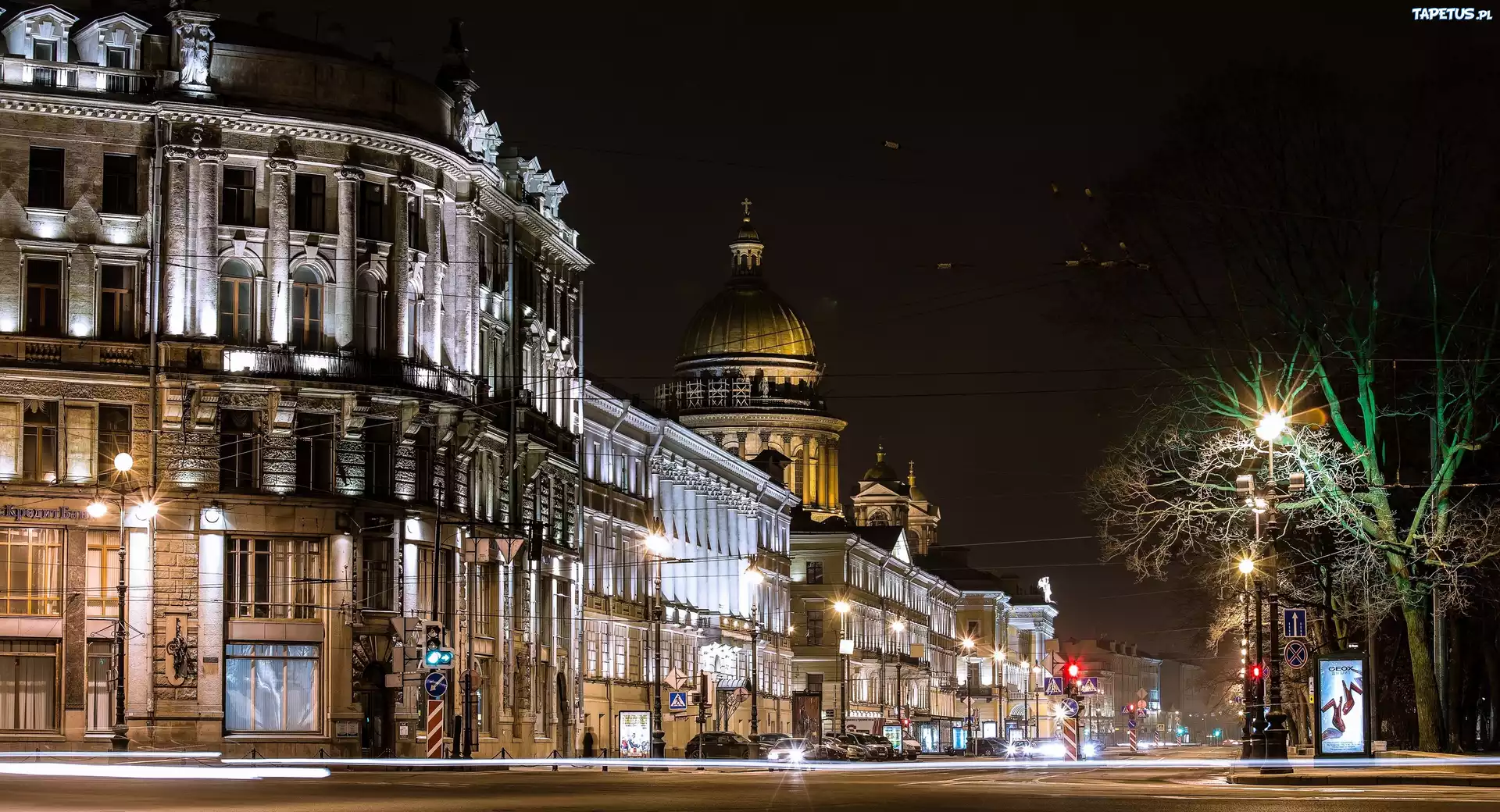 Sankt Petersburg, Rosja, Miasto, Ulica, Noc