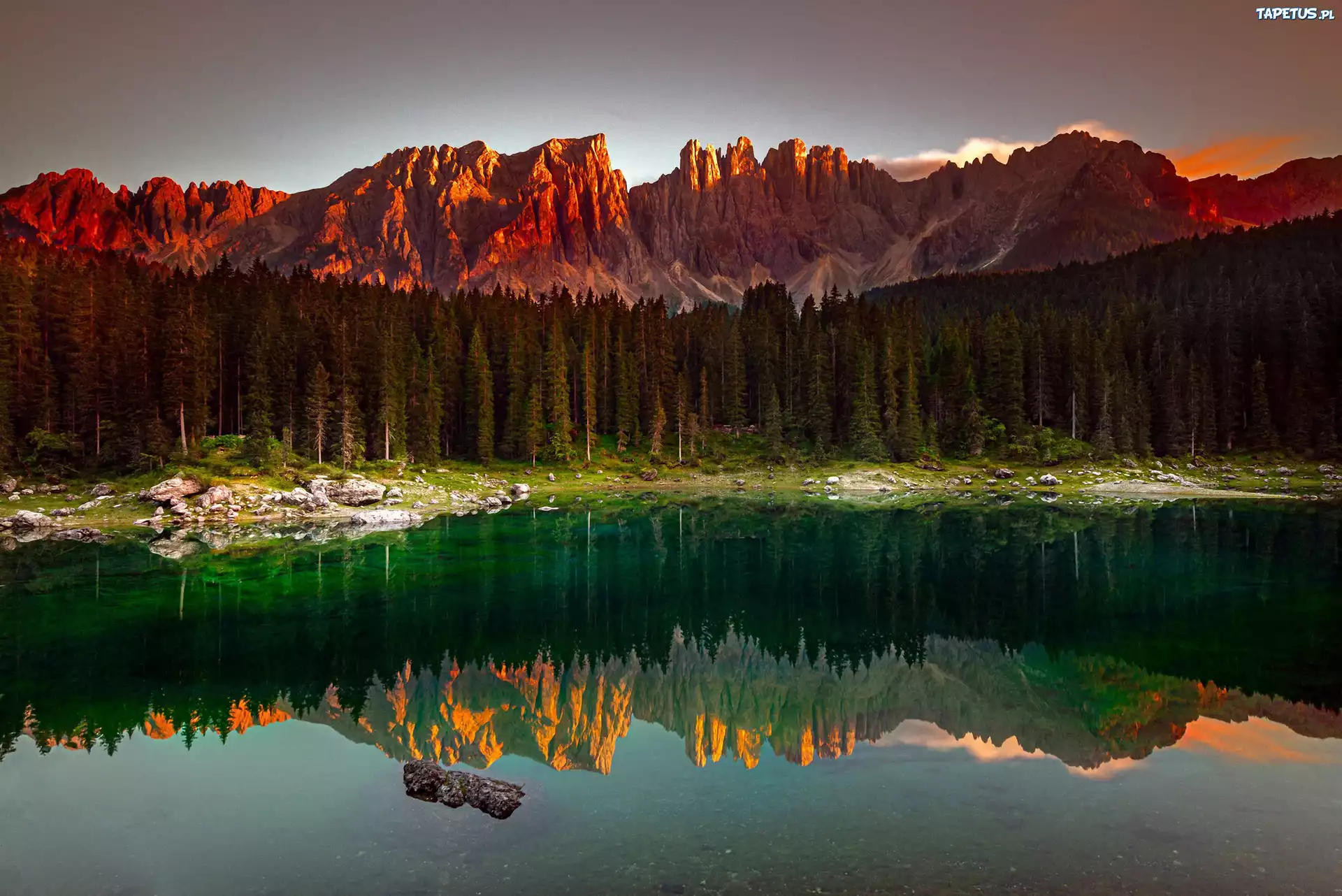 Karersee, Tyrol Południowy, Włochy, Jezioro, Góry