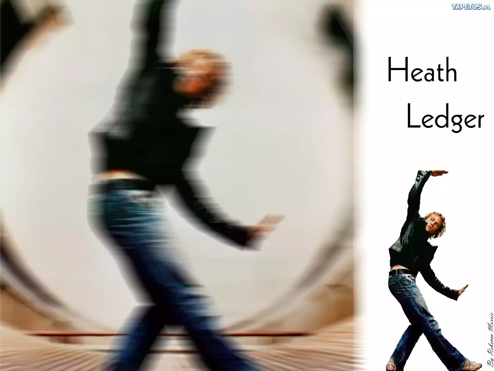 Heath Ledger,czarna kurtka, jeansy
