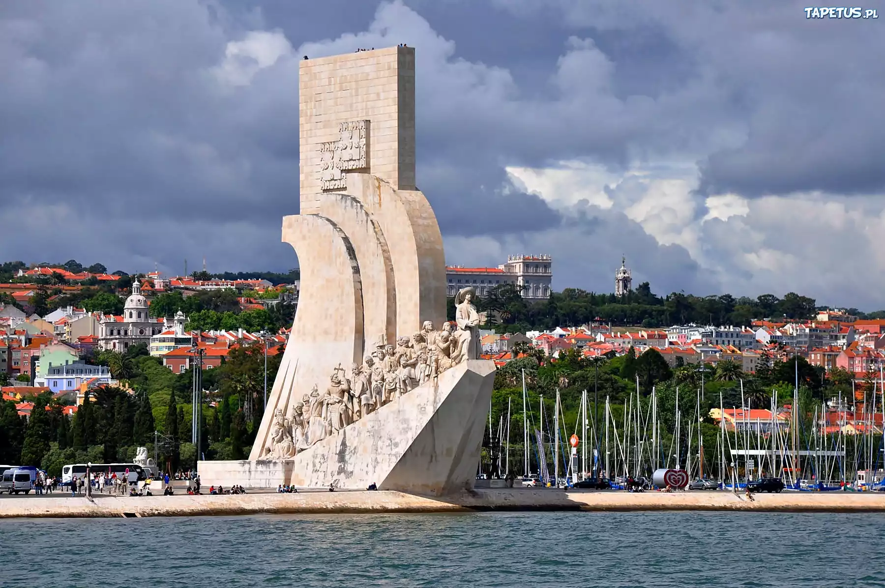 Lizbona, Morze, Wybrzeże, Pomnik, Odkrywców, Marina, Łodzie