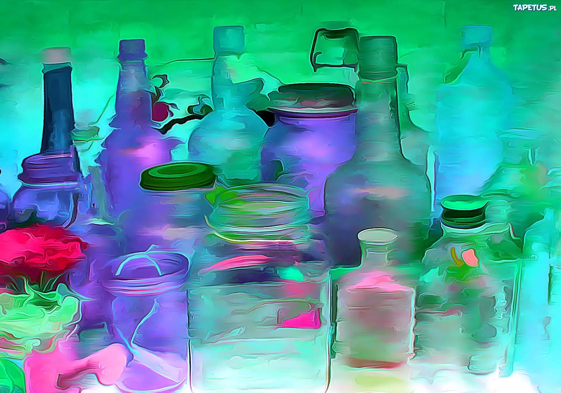 Grafika, Wektorowa,3D, Butelki