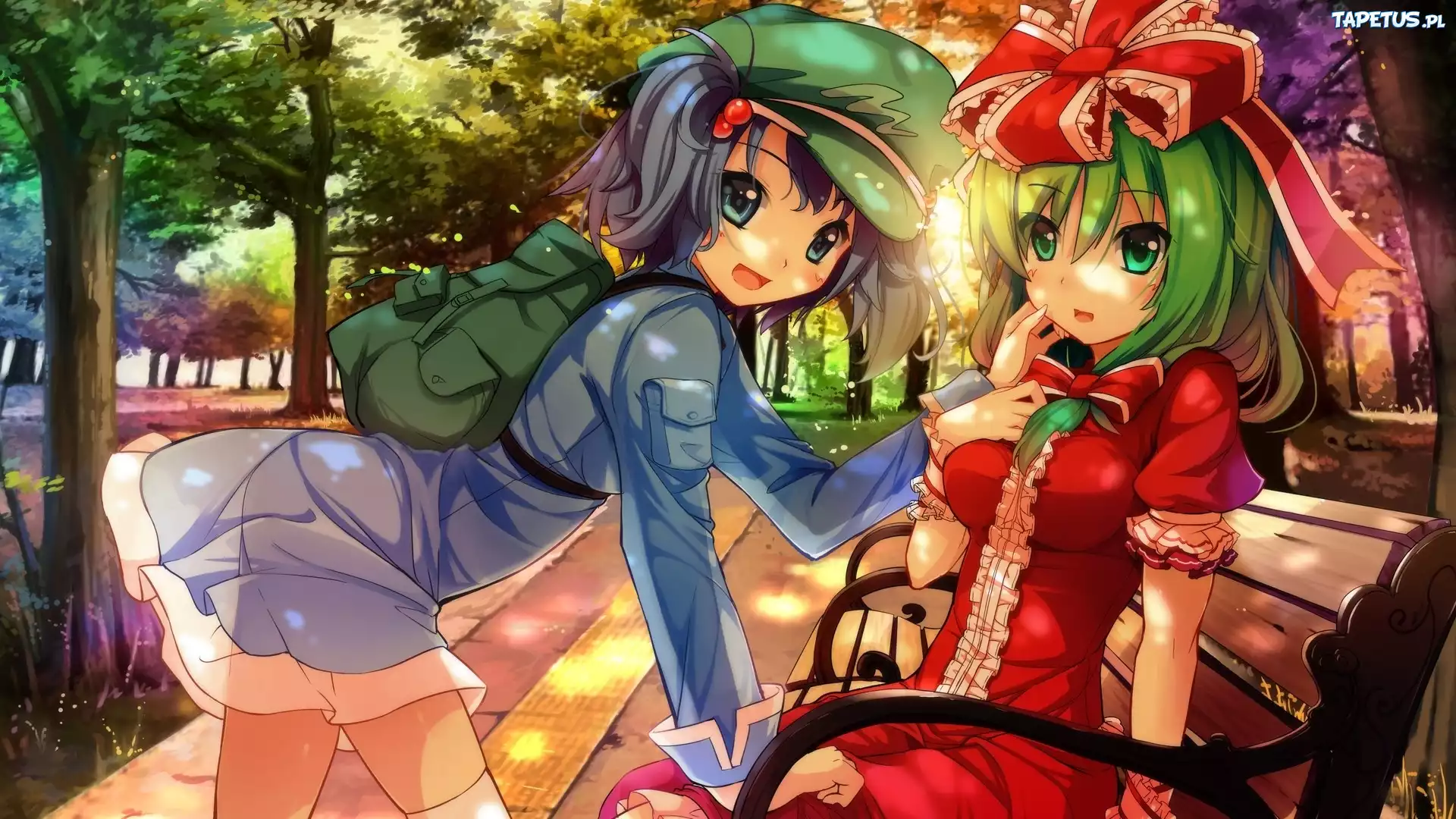 Dziewczyny, Plecak, Ławka, Park, Manga, Anime