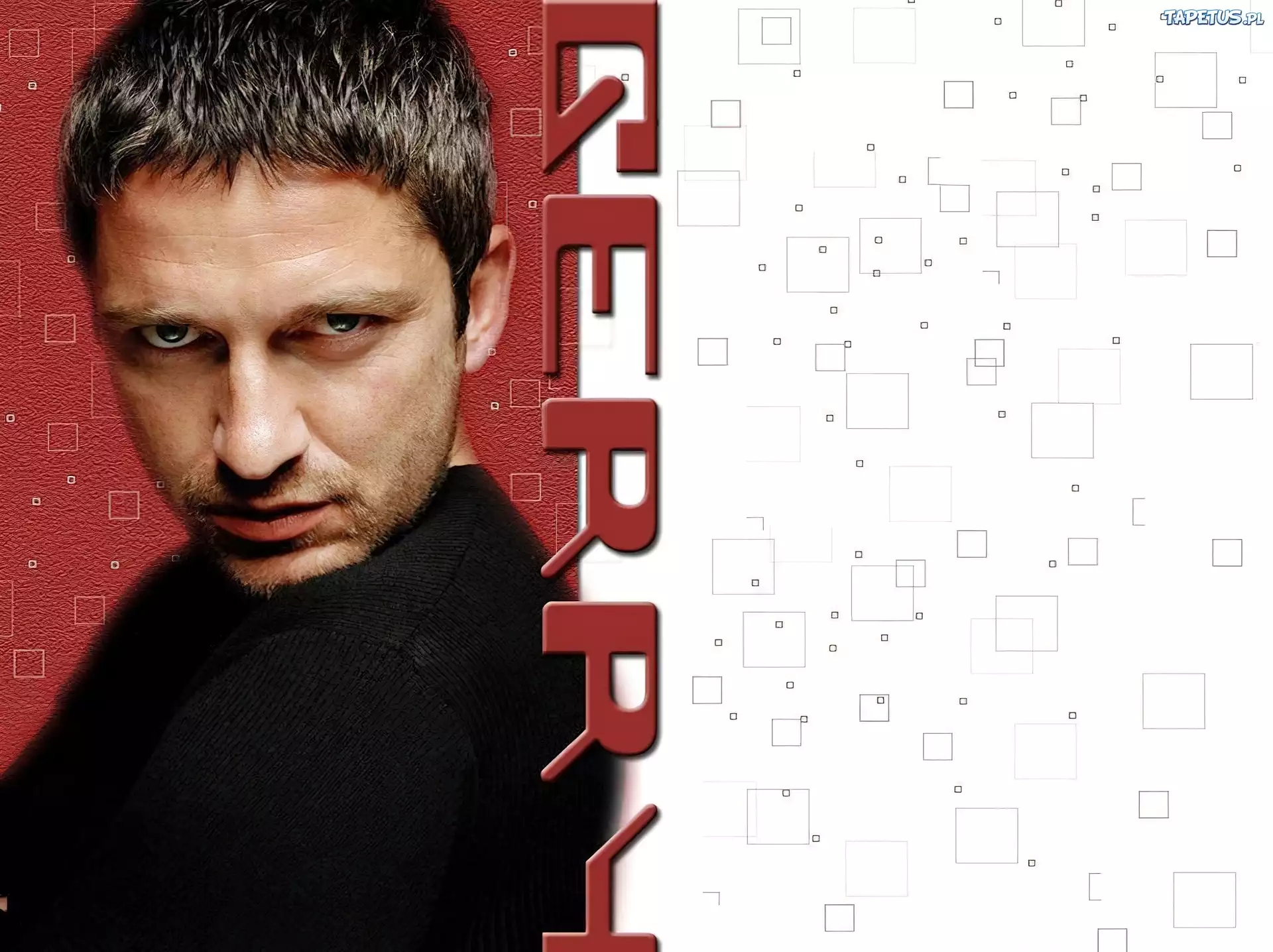 Gerard Butler,jasne włosy, czarna koszulka