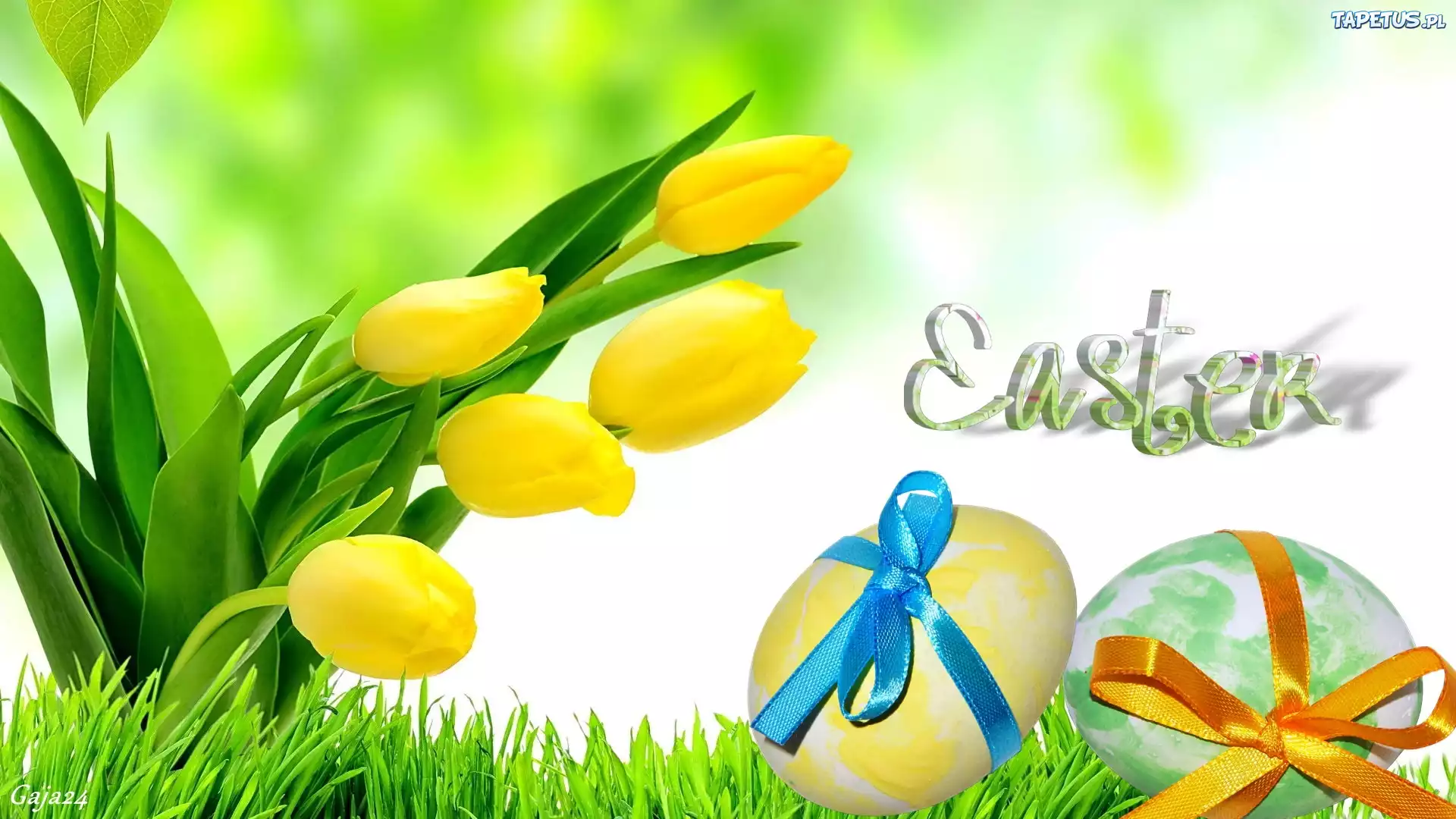 Tulipany, Napis, Jajka, Wielkanoc