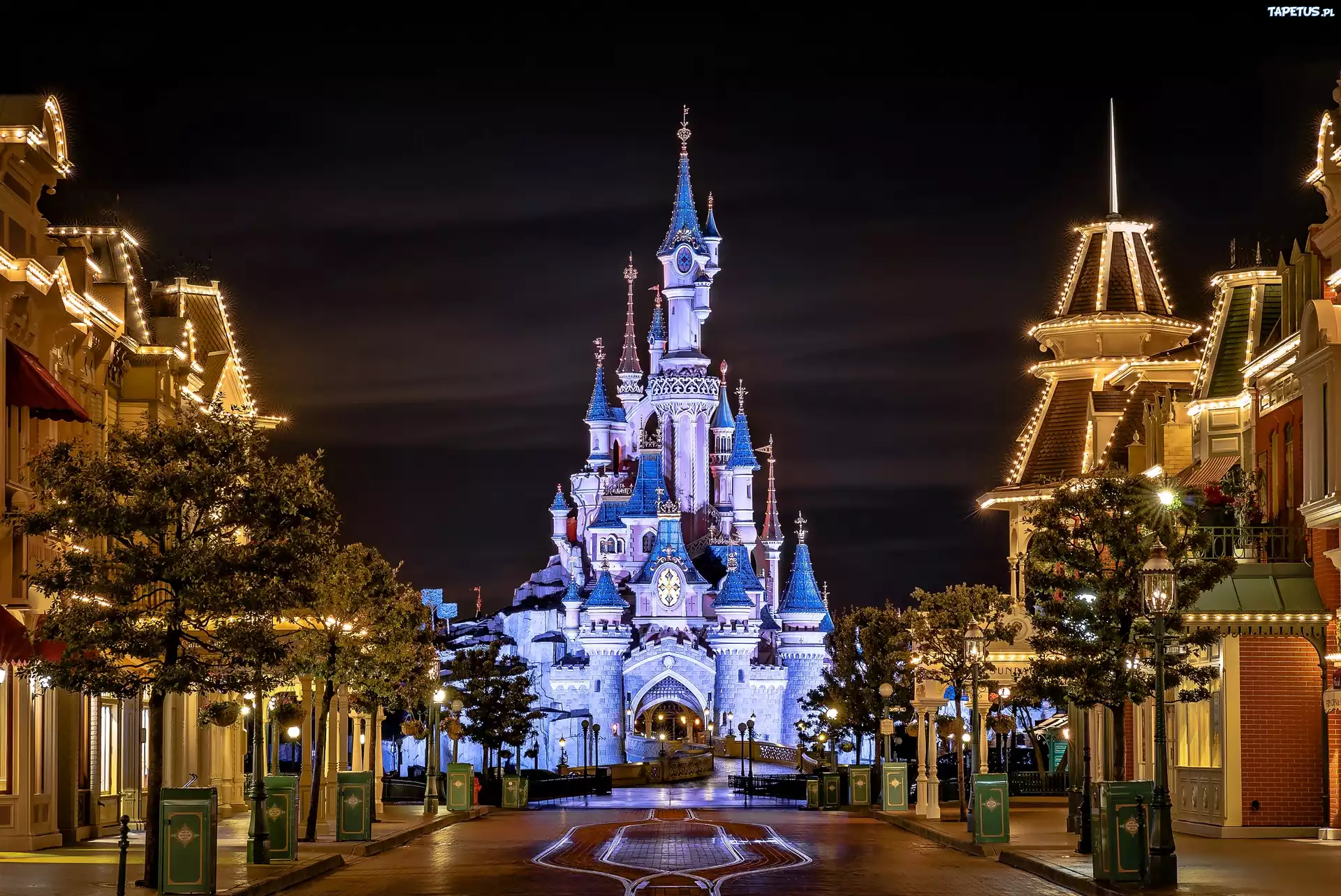 Zamek, Disneyland, Uliczka, Domy, Kalifornia
