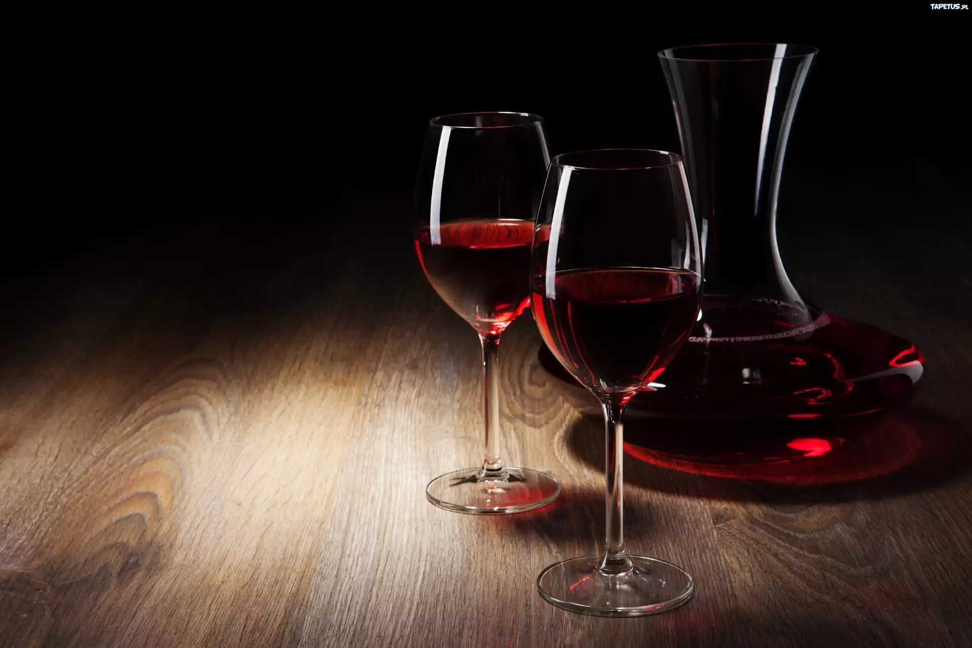 Wino, Czerwone, Karafka, Kieliszki
