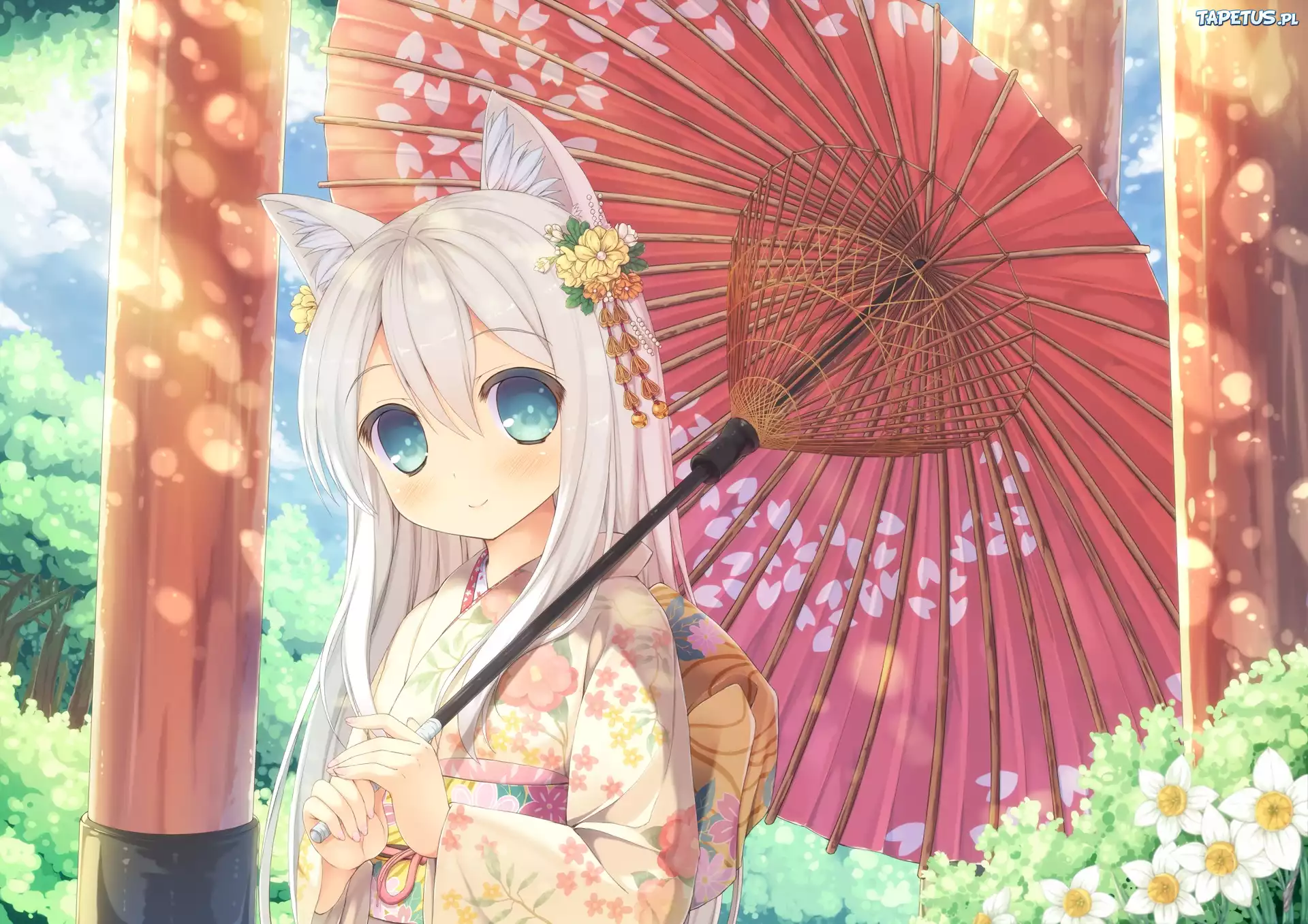 Dziewczyna, Parasol, Anime