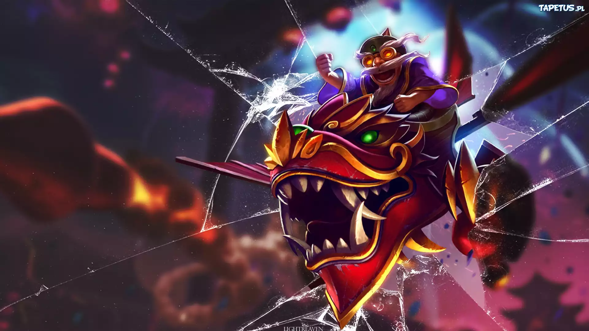 Corki, Dragonwing, League, Of, Legends, Pęknięty, Ekran