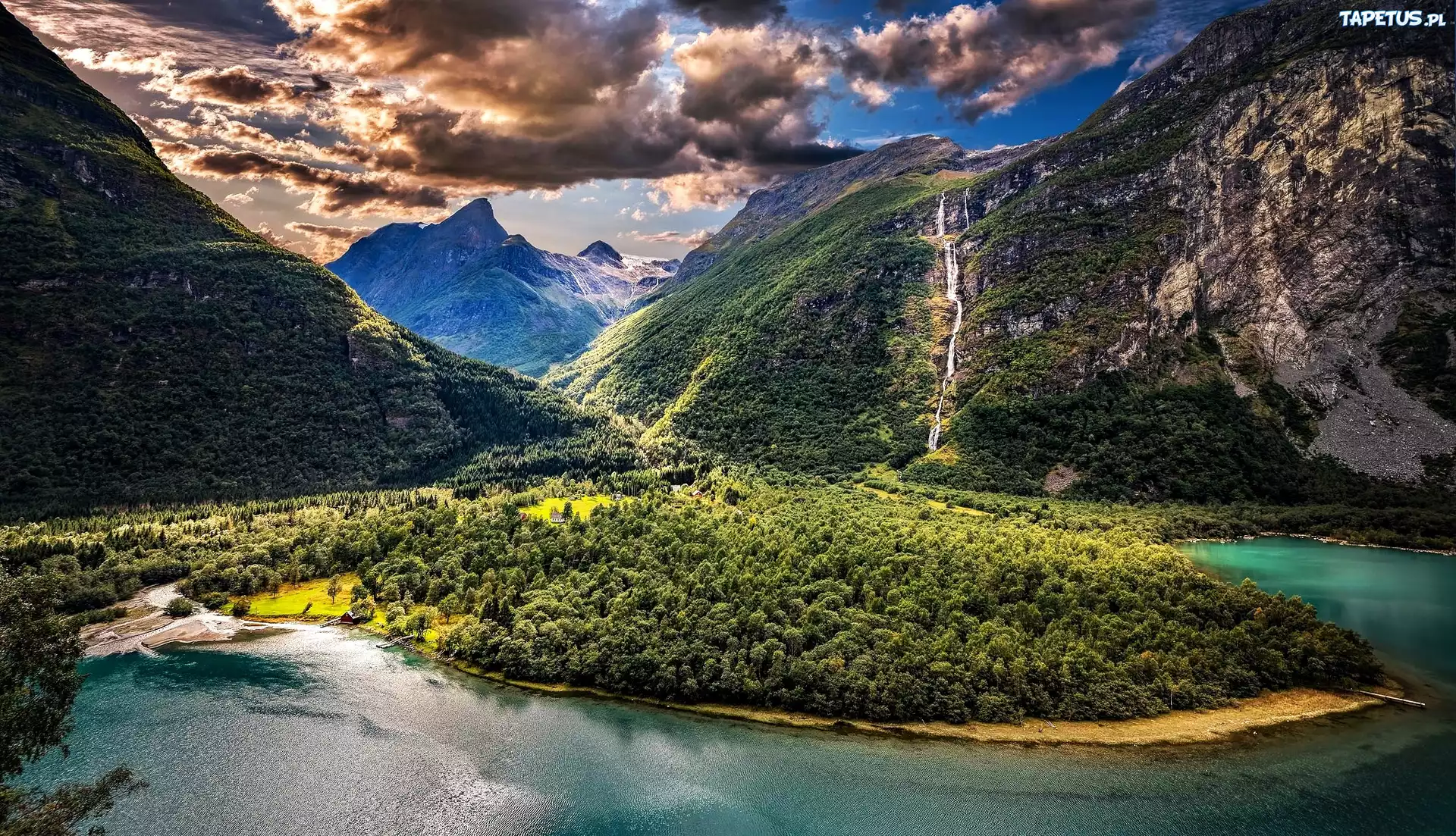 Góry, Dolina, Norwegia, Wodospad
