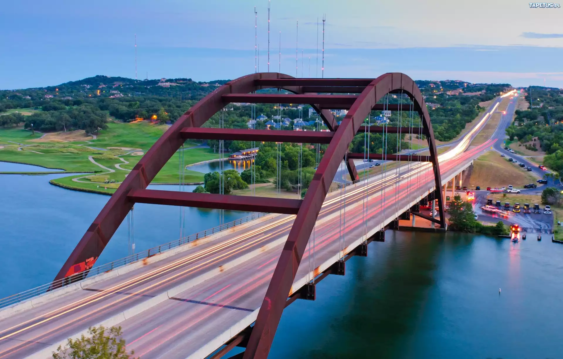 Rzeka, most, Pennybacker, Austin, Teksas, Z lotu ptaka
