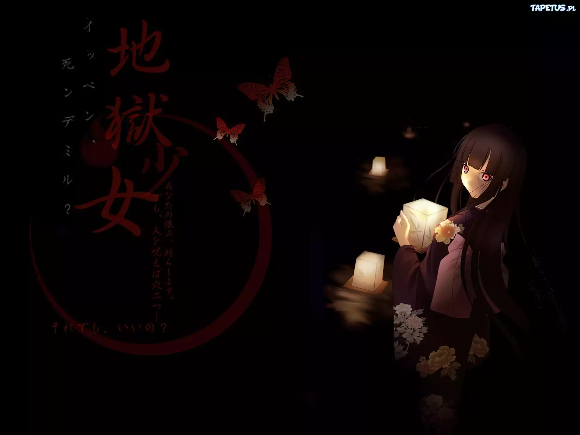 Jigoku Shoujo, świece, kobieta, znaki