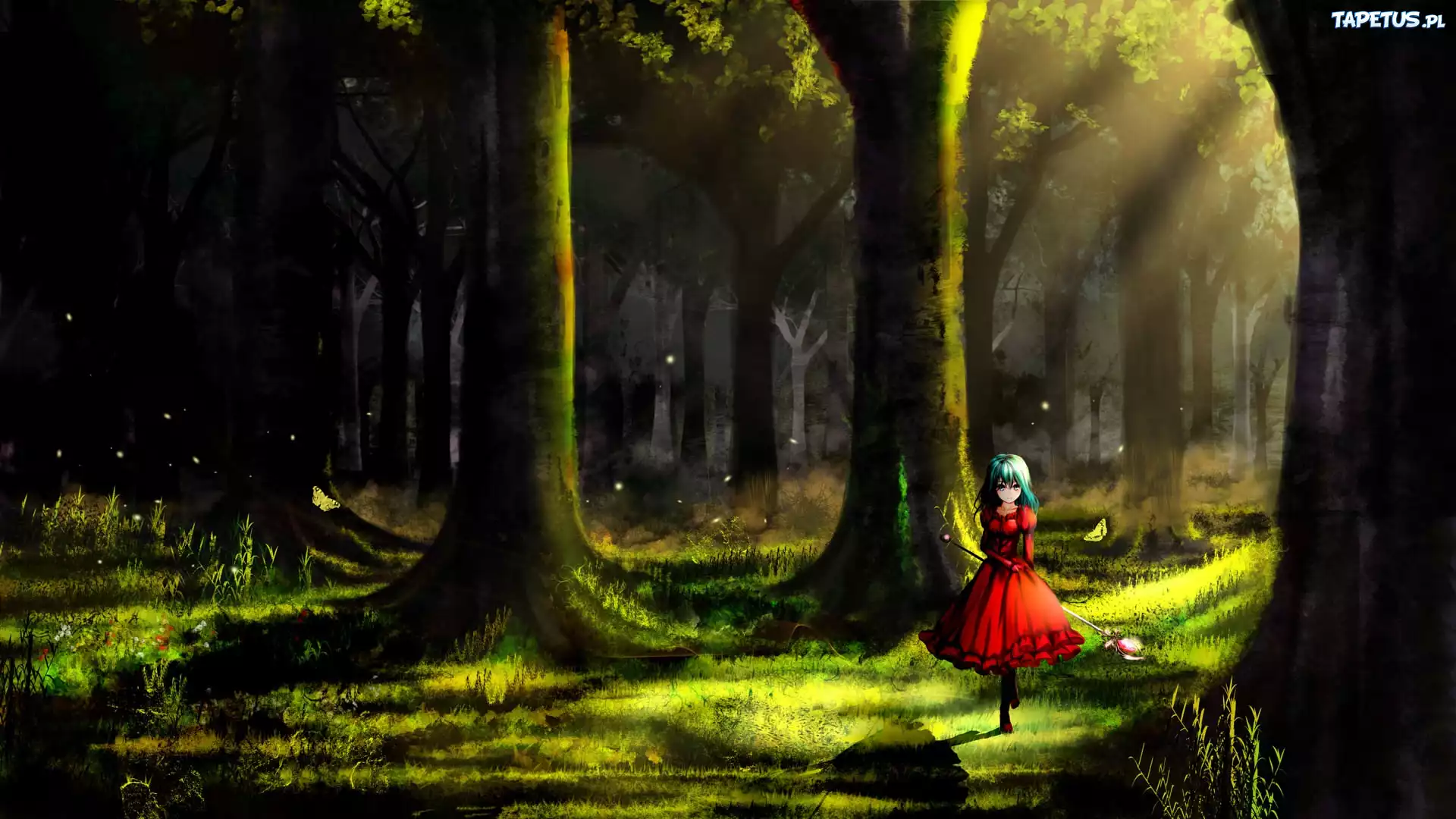 Dziewczyna, Czarodziejka, Las, Anime