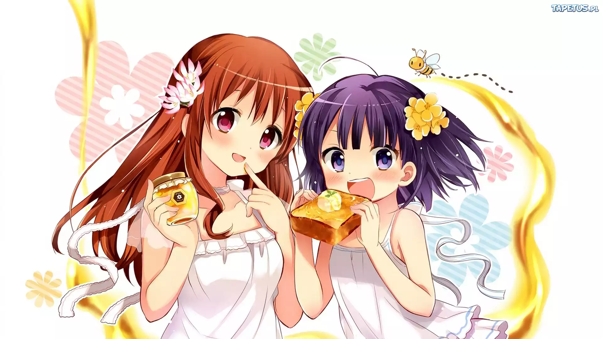 Dziewczyny, Miód, Kanapka, Kwiaty, Pszczoła, Manga, Anime