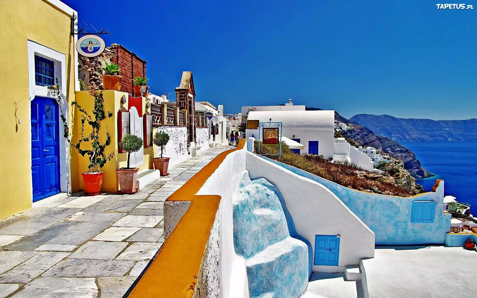 Santorini, Morze, Fragment, Miasteczka