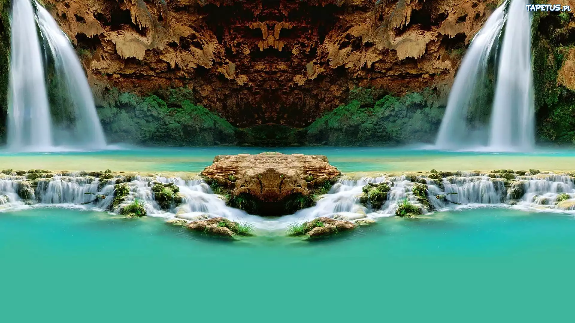 Skały, Wodospad, Havasu, Arizona