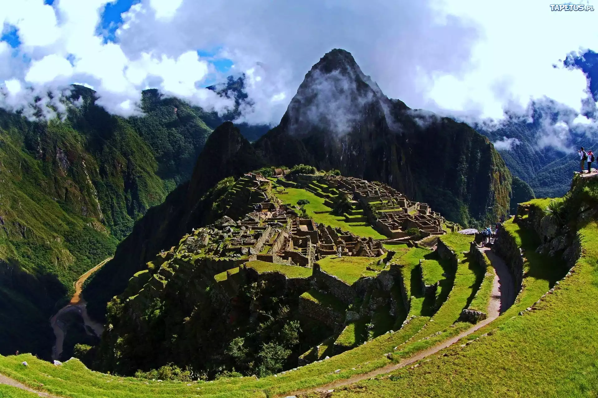 Machu, Picchu, Góry, Chmury