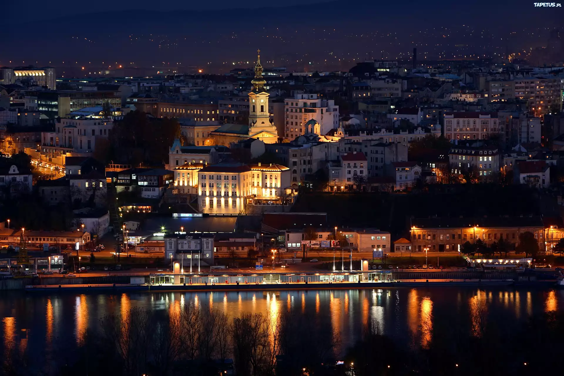 Serbia, Belgrad, Noc, Miasto