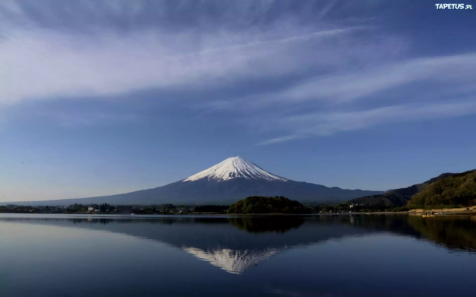 Jezioro, Lasy, Fudżi, Japonia