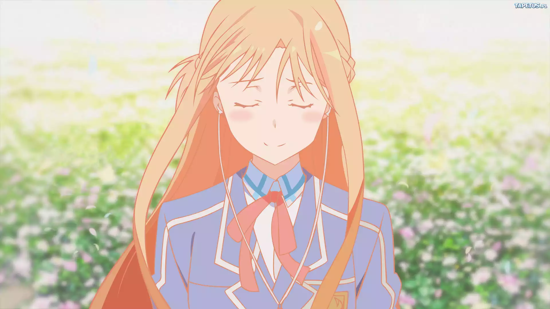 Dziewczyna, Słuchawki, Łąka, Manga, Anime