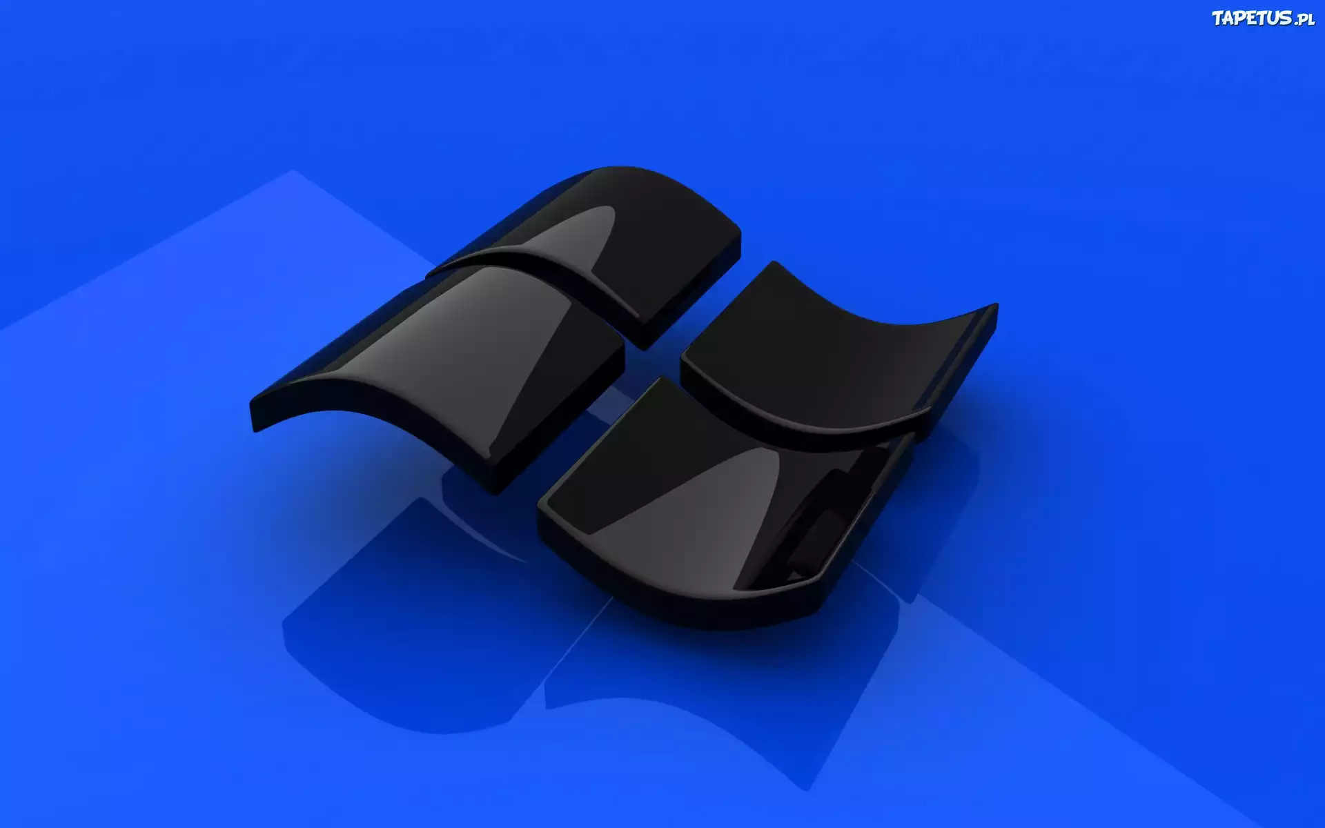 logo windows 8, czarne, niebieskie tło
