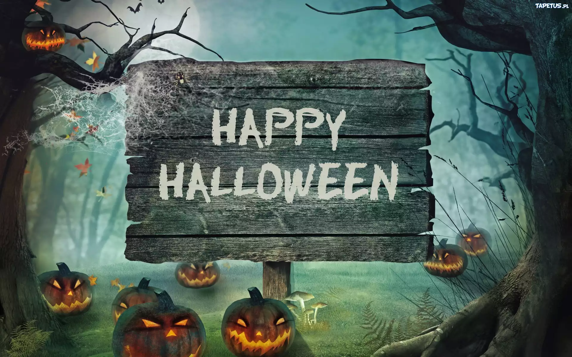 Halloween, Dynie, Noc, Napis