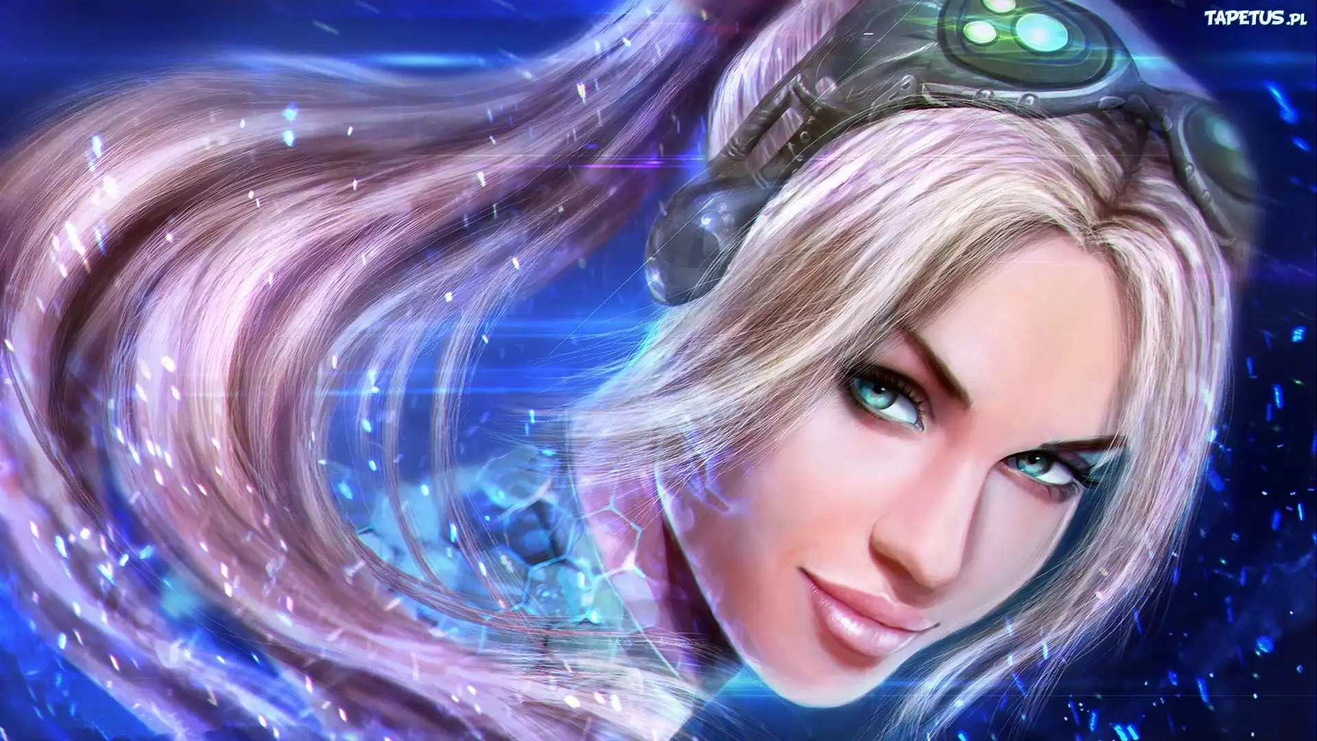 Gra Komputerowa, StarCraft 2, Dziewczyna, Błękitne, Oczy, Uśmiech