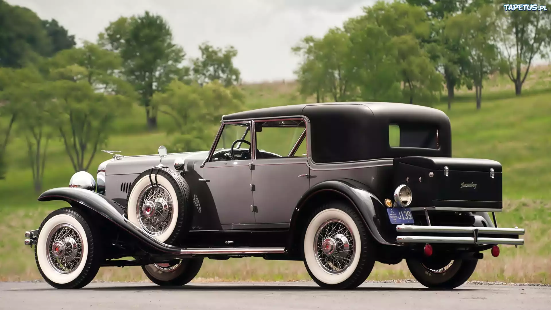 Samochód, Zabytkowy, Duesenberg, 1929, Drzewa