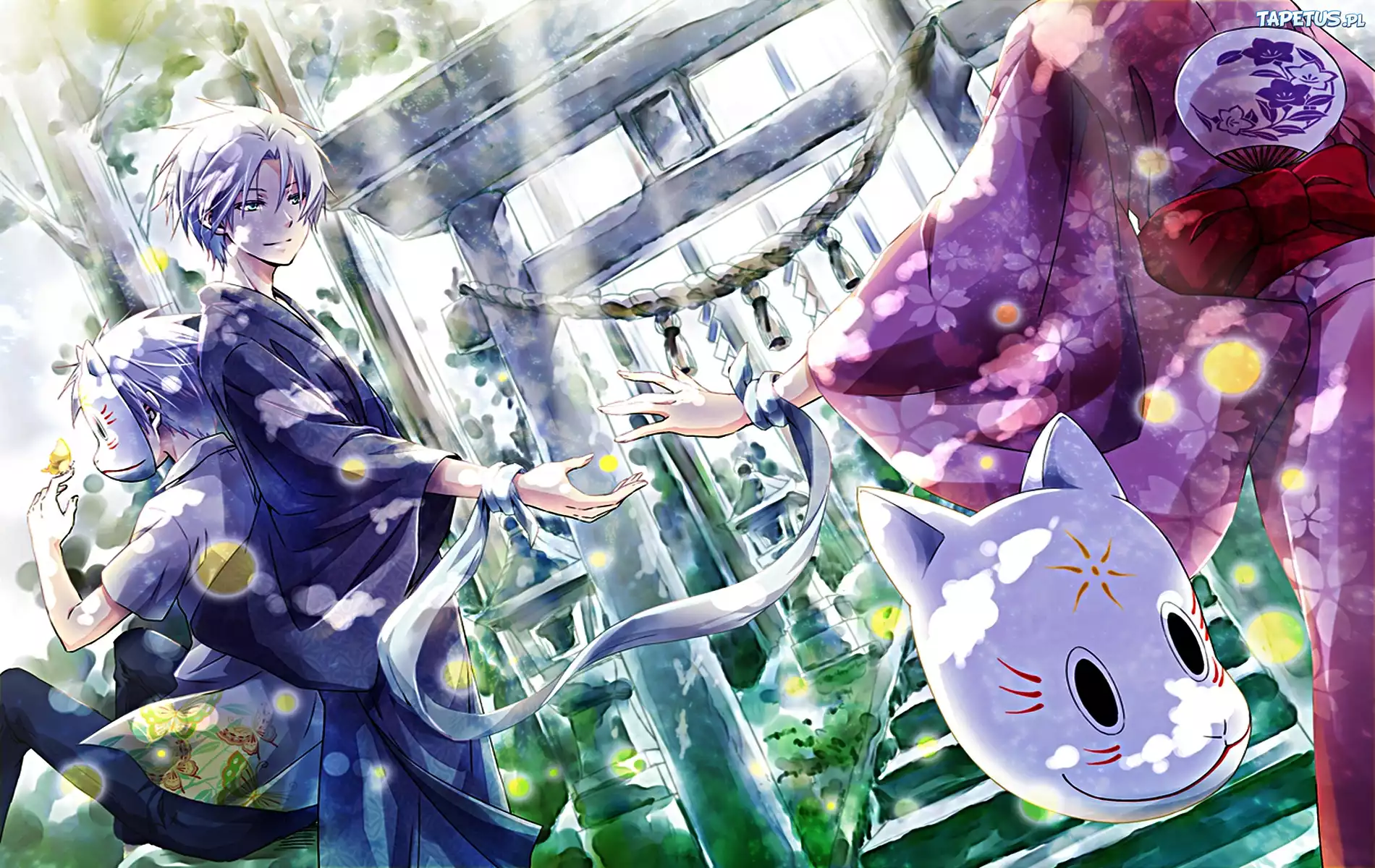 Hotarubi no mori e, postacie, kimona, maska