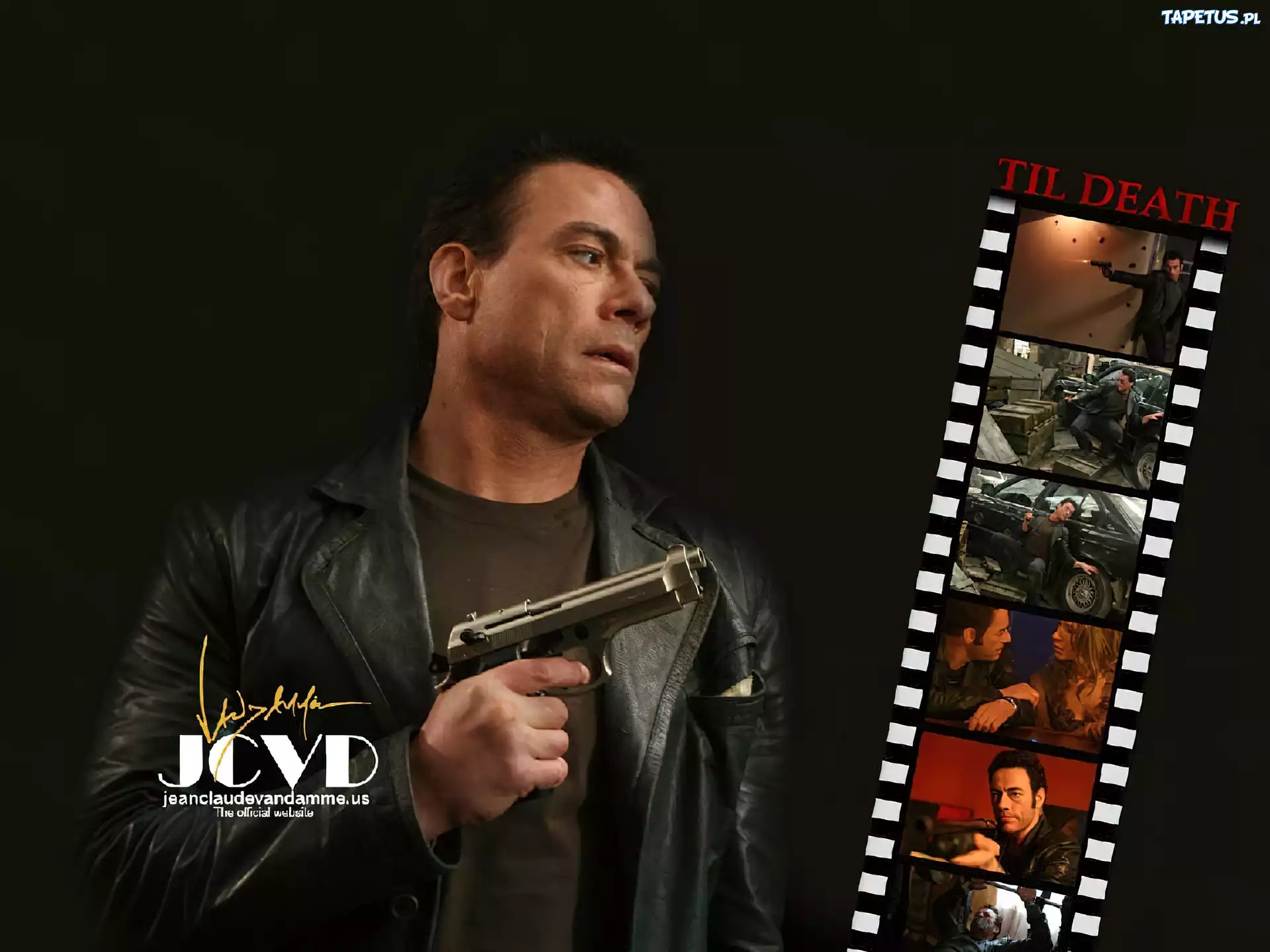 Jean Claude Van Damme,klisz, pistolet