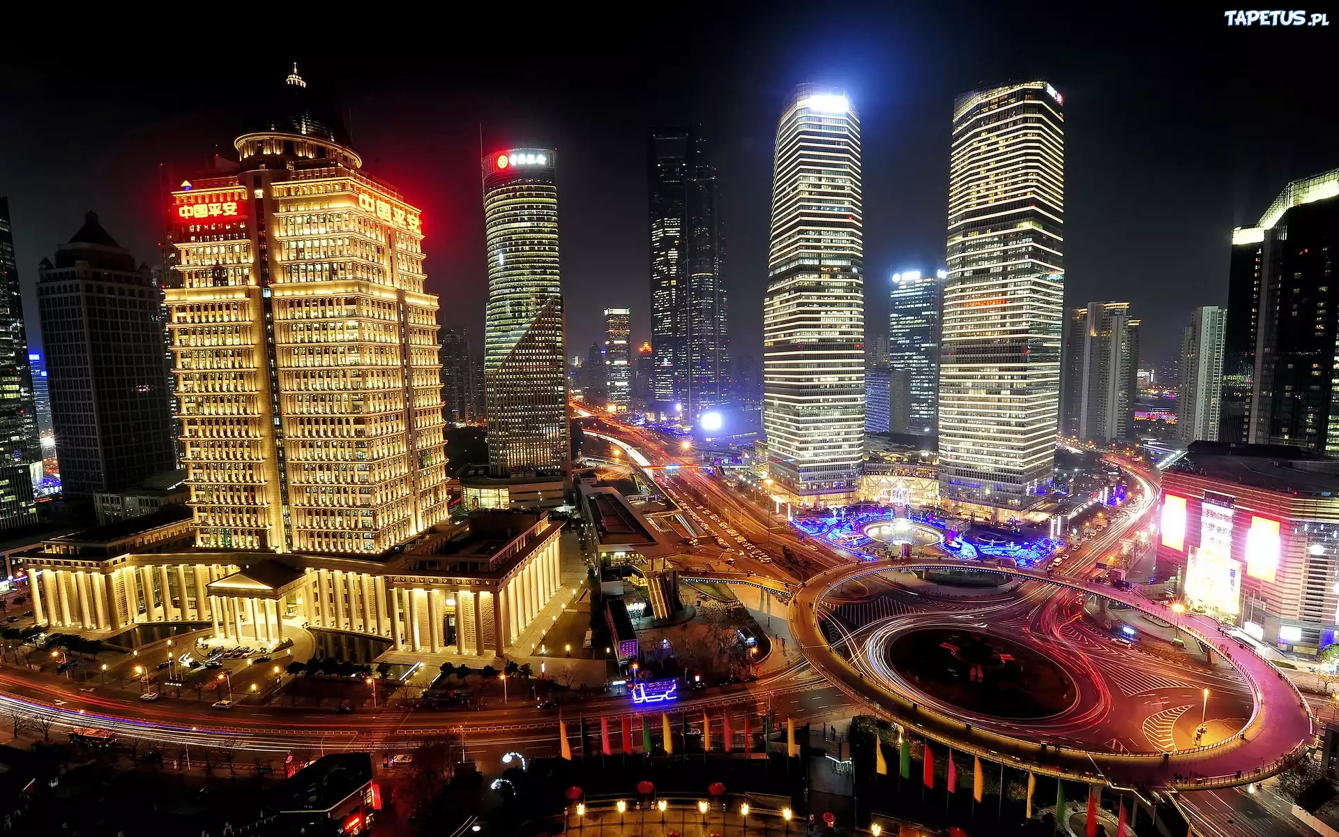 Chiny, Szanghaj, Miasto, Noc