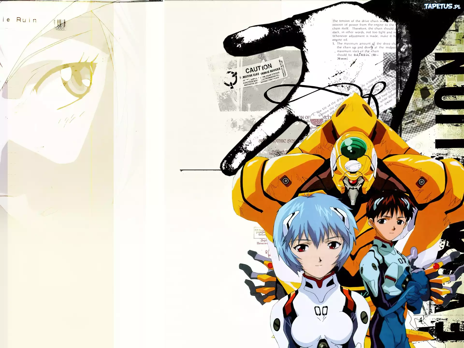 Neon Genesis Evangelion, robot, ruin, ludzie, gazeta