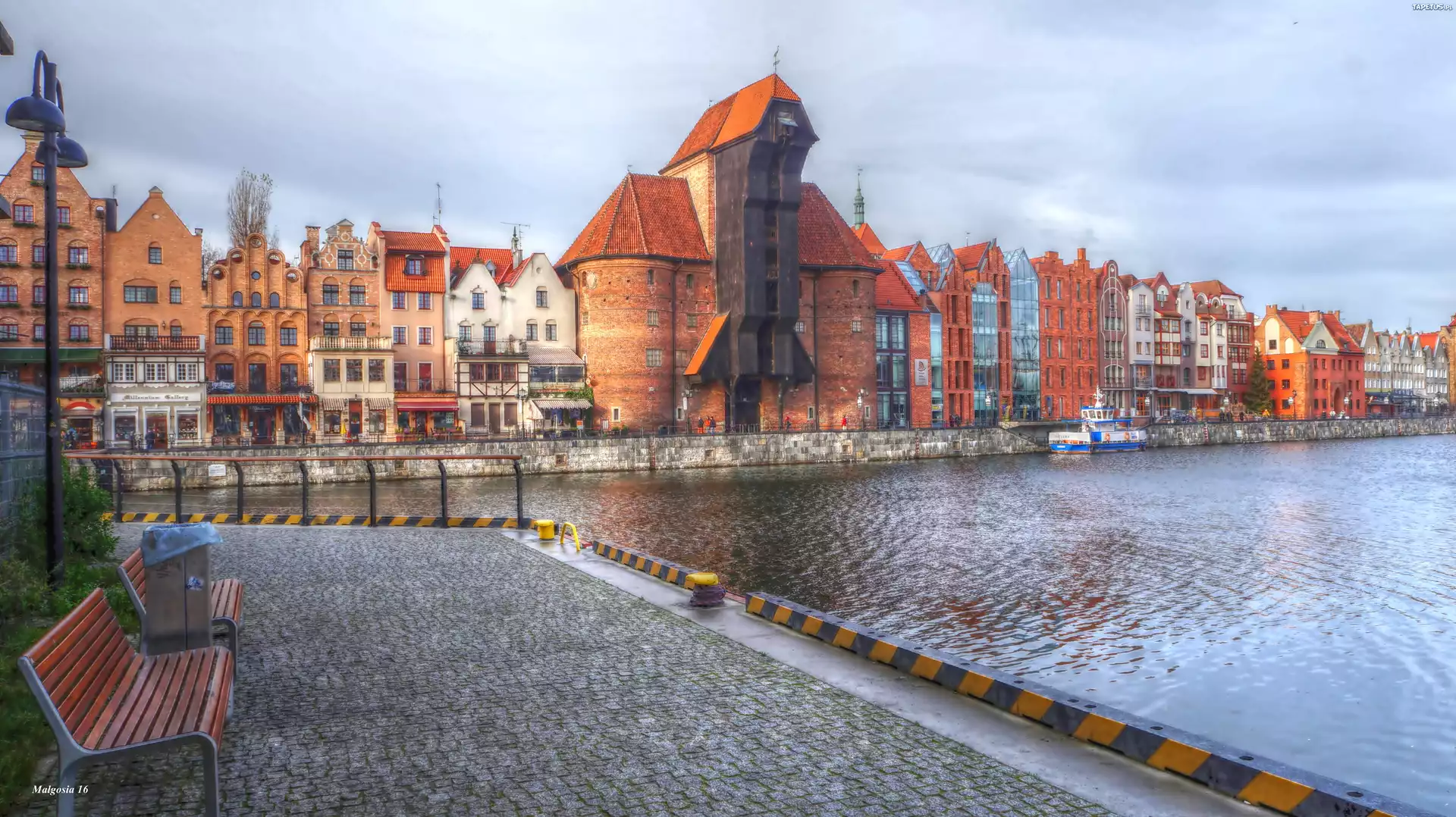 Gdańsk, Motława, Rzeka, Kamienice, Zabytki, HDR