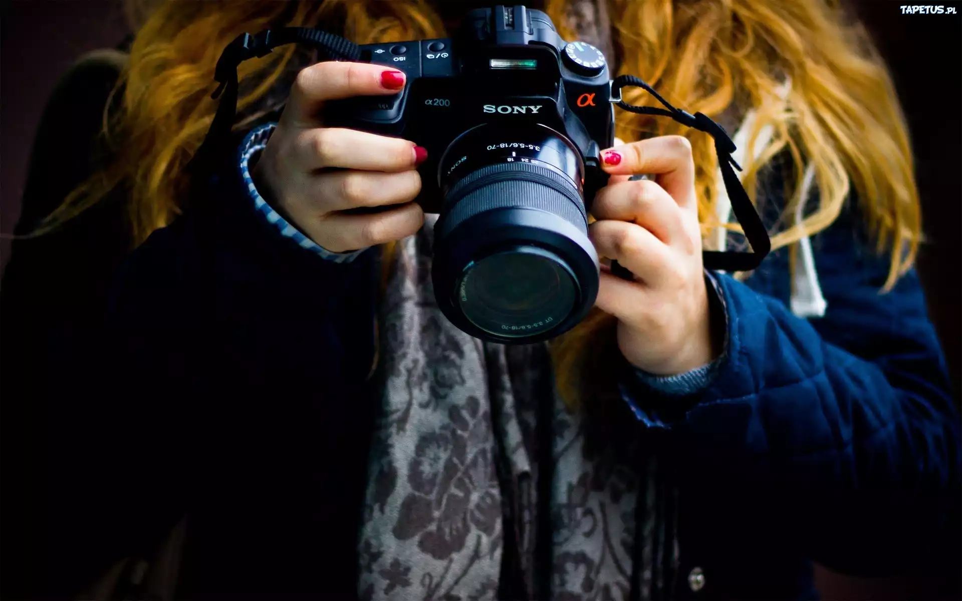 Aparat, Fotograficzny, Dłonie, Kobiece