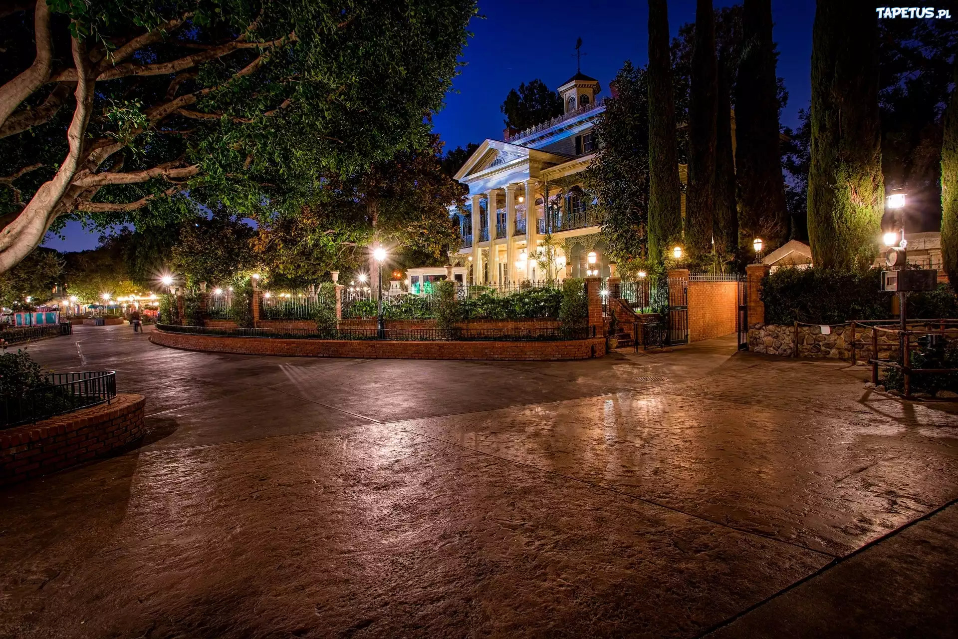 USA, Disneyland, Anaheim, Miasto, Noc, Kalifornia, HDR