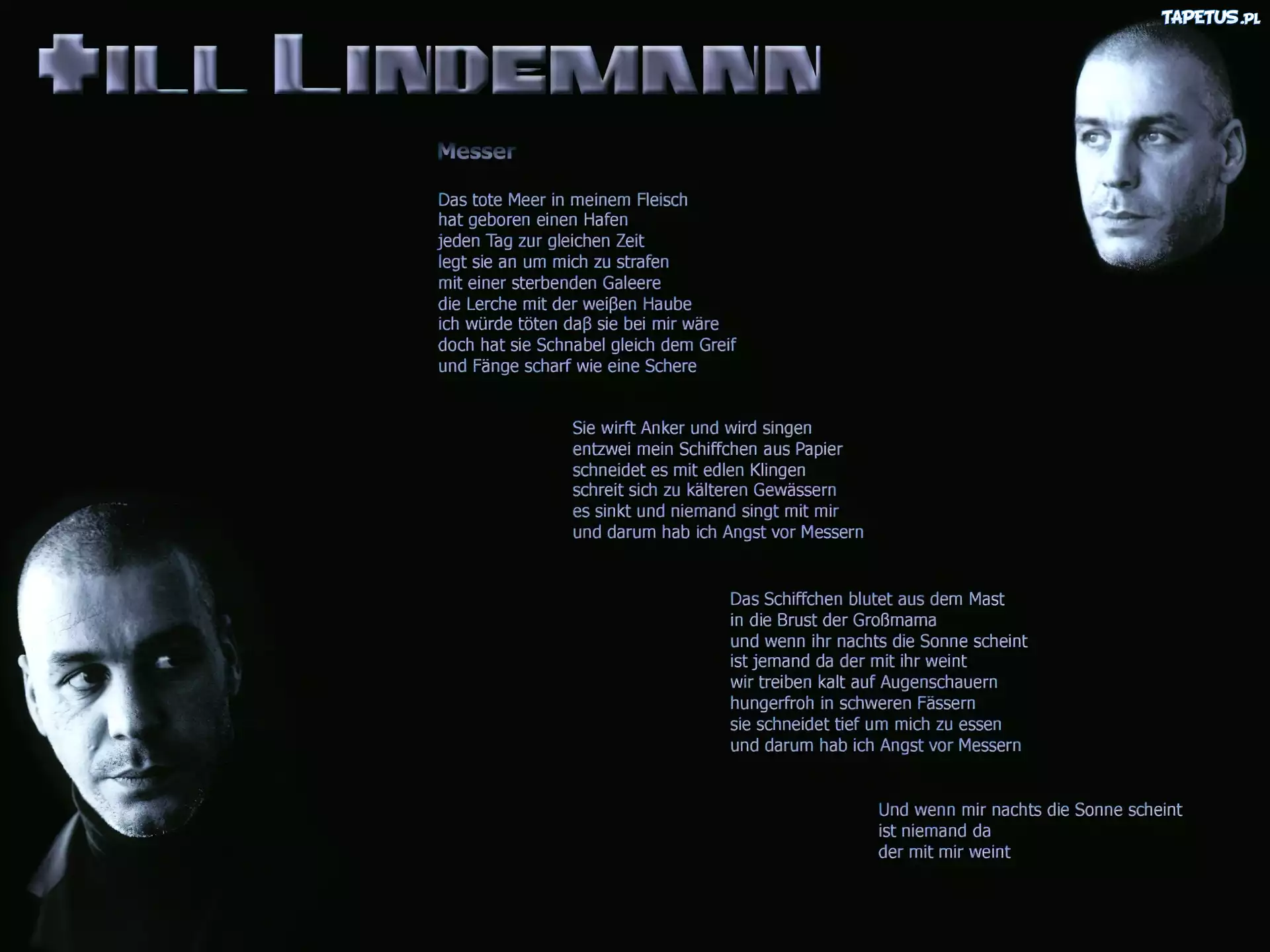 Rammstein,Messer, twarze , słowa piosenk