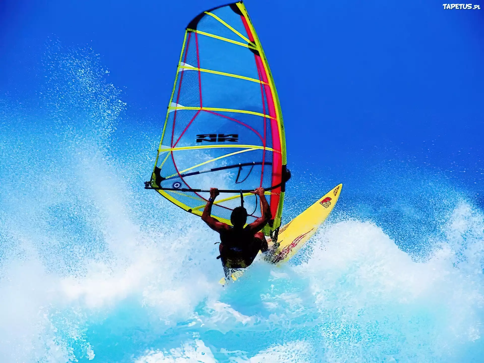 Windsurfing,deska, żagiel , morze,fala