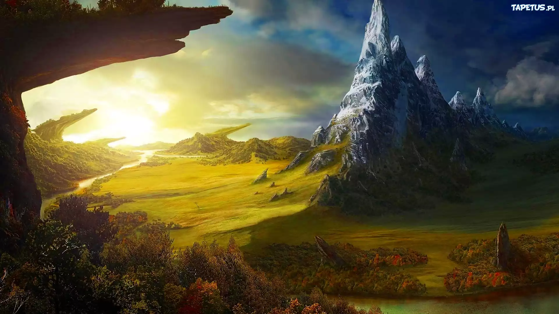 Fantasy, Góry, Wschód, Słońca