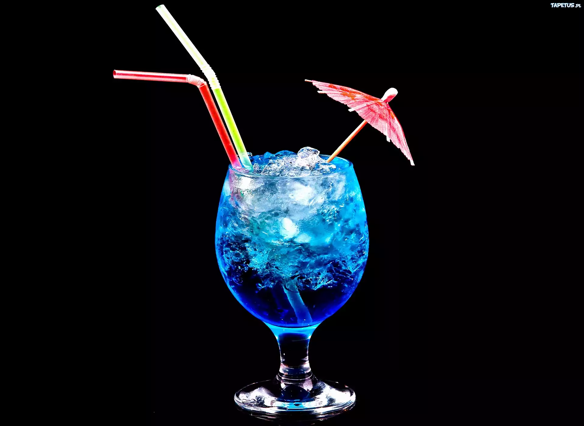 Drink, Lód, Słomki, Parasolka