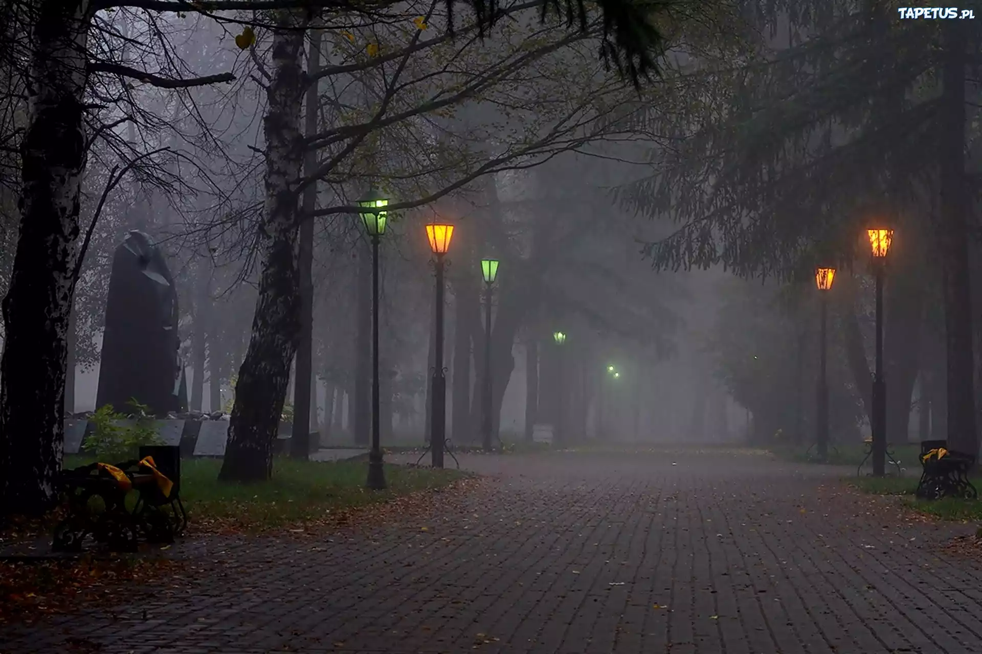 Park, Alejka, Mgła, Latarnie