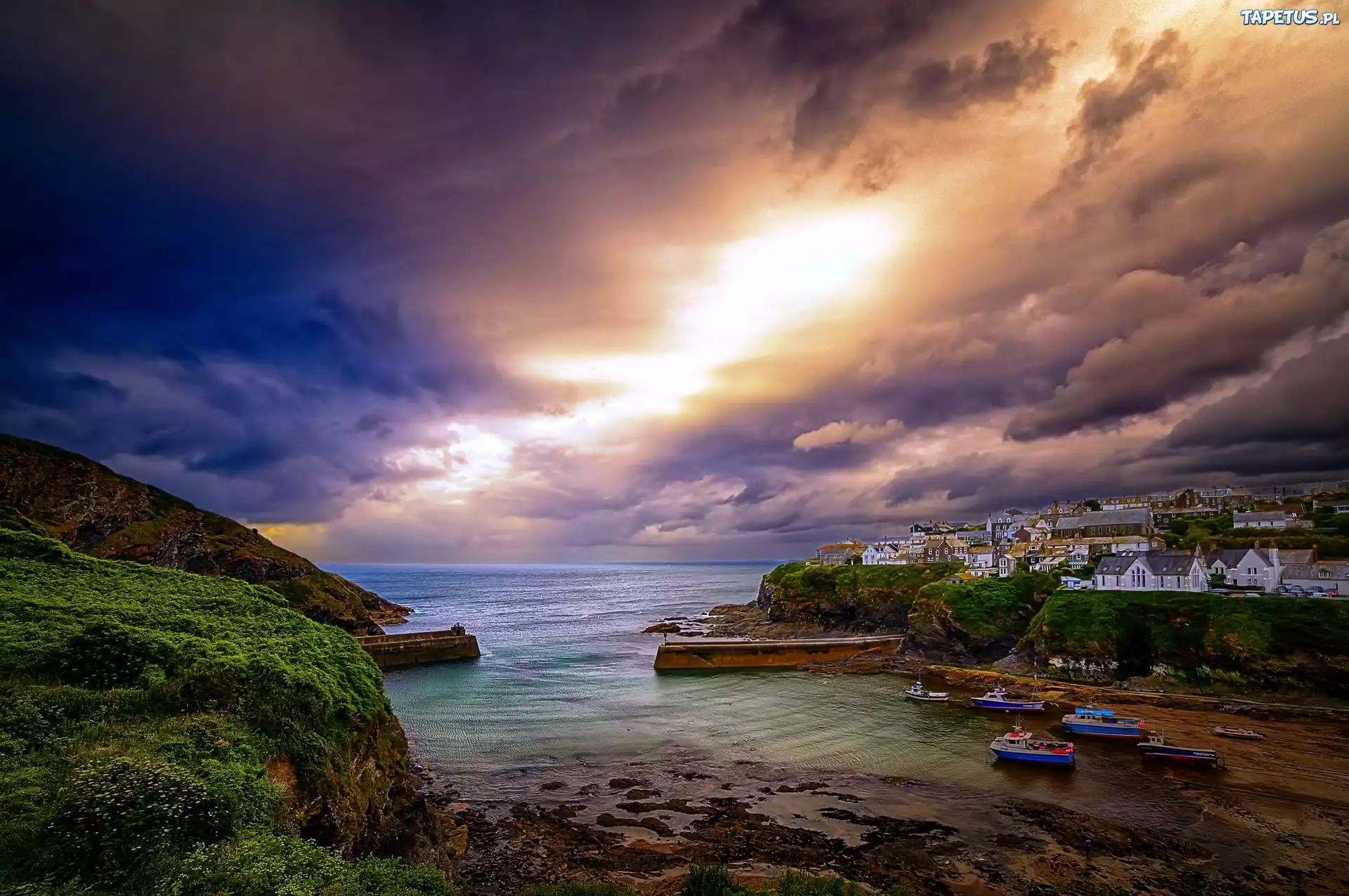 Morze, Chmury, Port, Anglia
