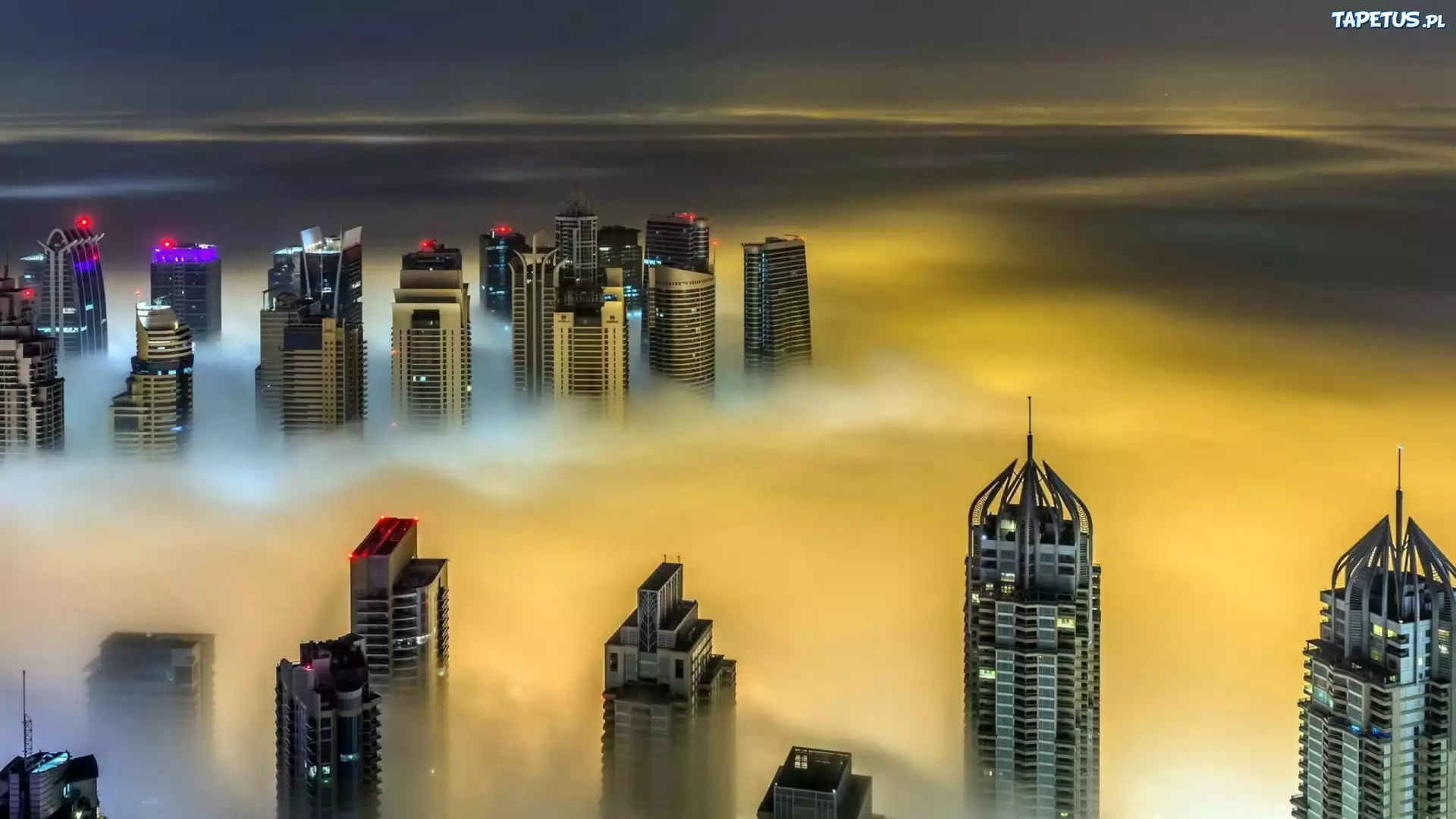 Wieżowce, Dubaj, Miasto, Noc