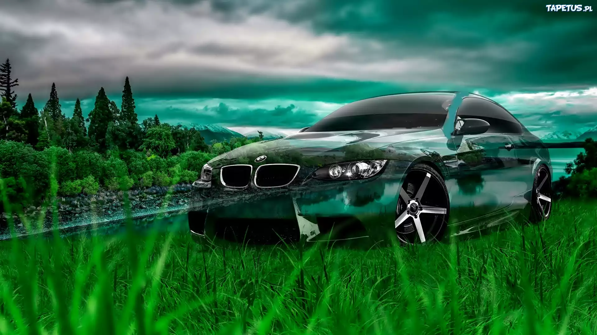 Fantasy, Samochód, BMW, Trawa