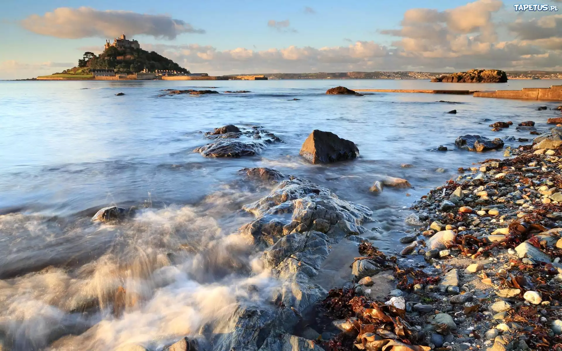 Mont, Saint, Michel, Wyspa, Morze, Francja
