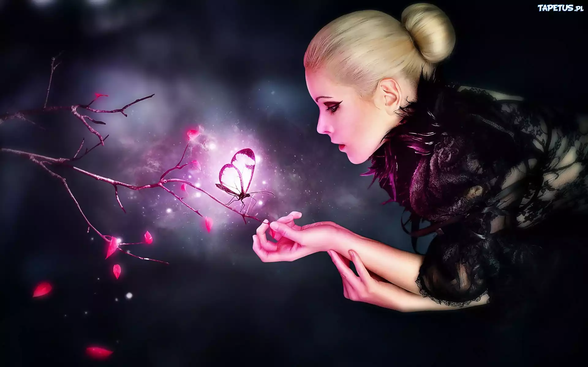 Grafika, Fantasy, Dziewczyna, Motyl, Motylek