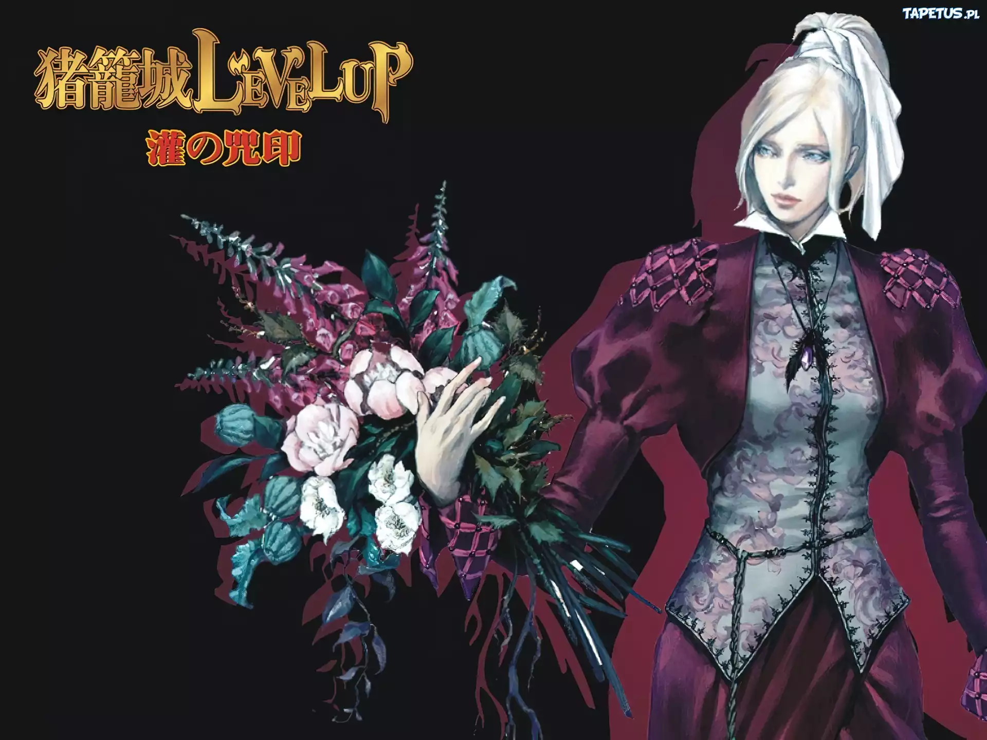 Castlevania, kwiaty, suknia, kobieta, smutna