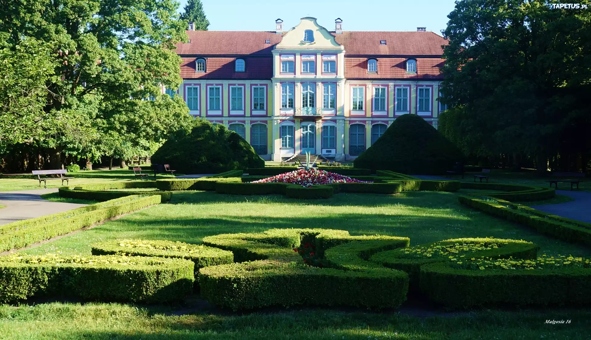 Budynek, Dworek, Park, Ogród, Zieleń